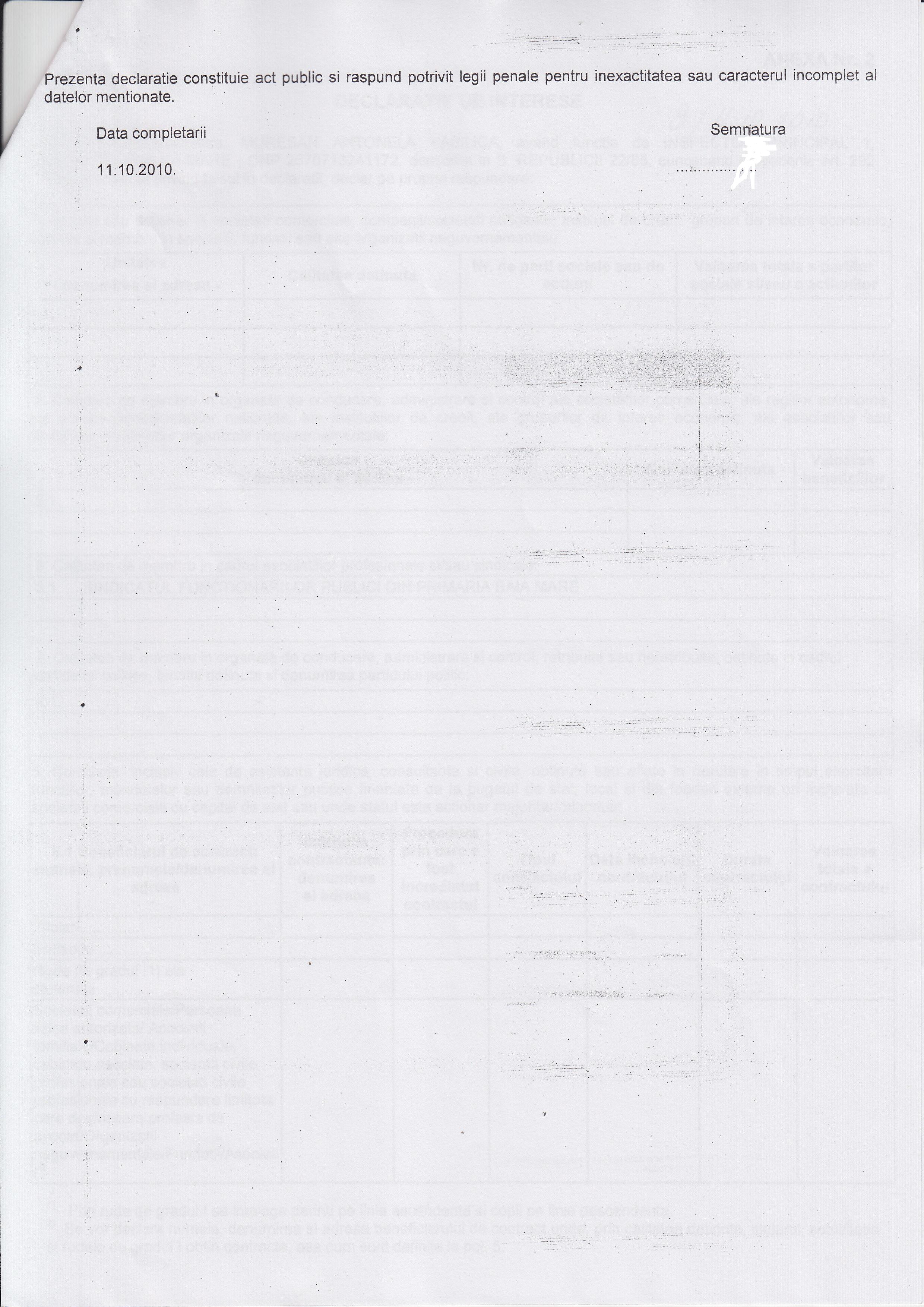 Declaratia de avere si de interese din data 20.12.2010 - pagina 6 din 6